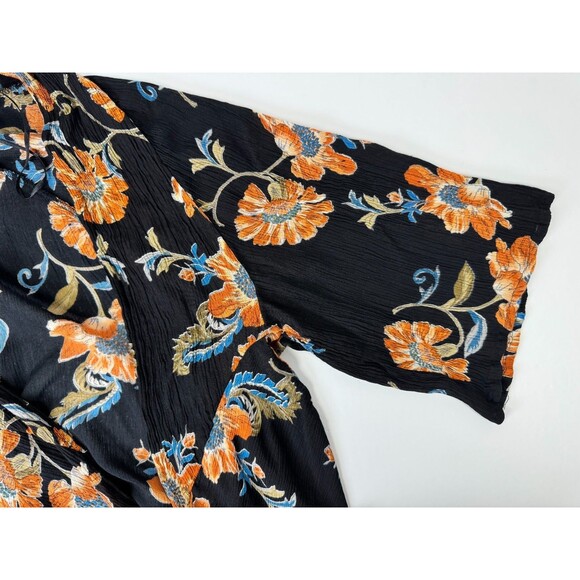 Patrons of Peace Kimono Cardigan Duster Medium Black Floral Boho Lightweight - Picture 8 of 13